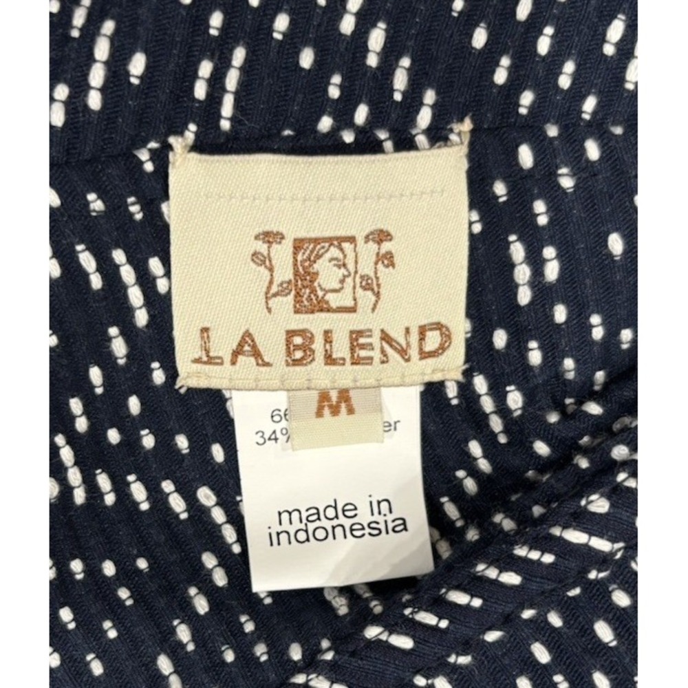NEW La Blend Mandarin Open Jacket Sz‎ M Navy White 3/4 Sleeve Reversible Pockets - Picture 3 of 12